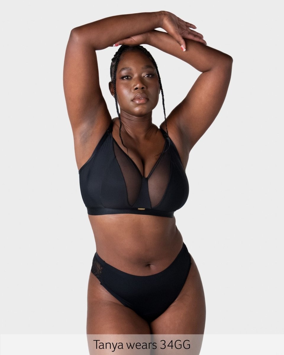 Flawless Full Cup Plunge Nursing Bra - Black - Hotmilk Lingerie