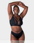Flawless Full Cup Plunge Nursing Bra Black - Front View - Maternity Bra for Larger Busts - Hotmilk Lingerie