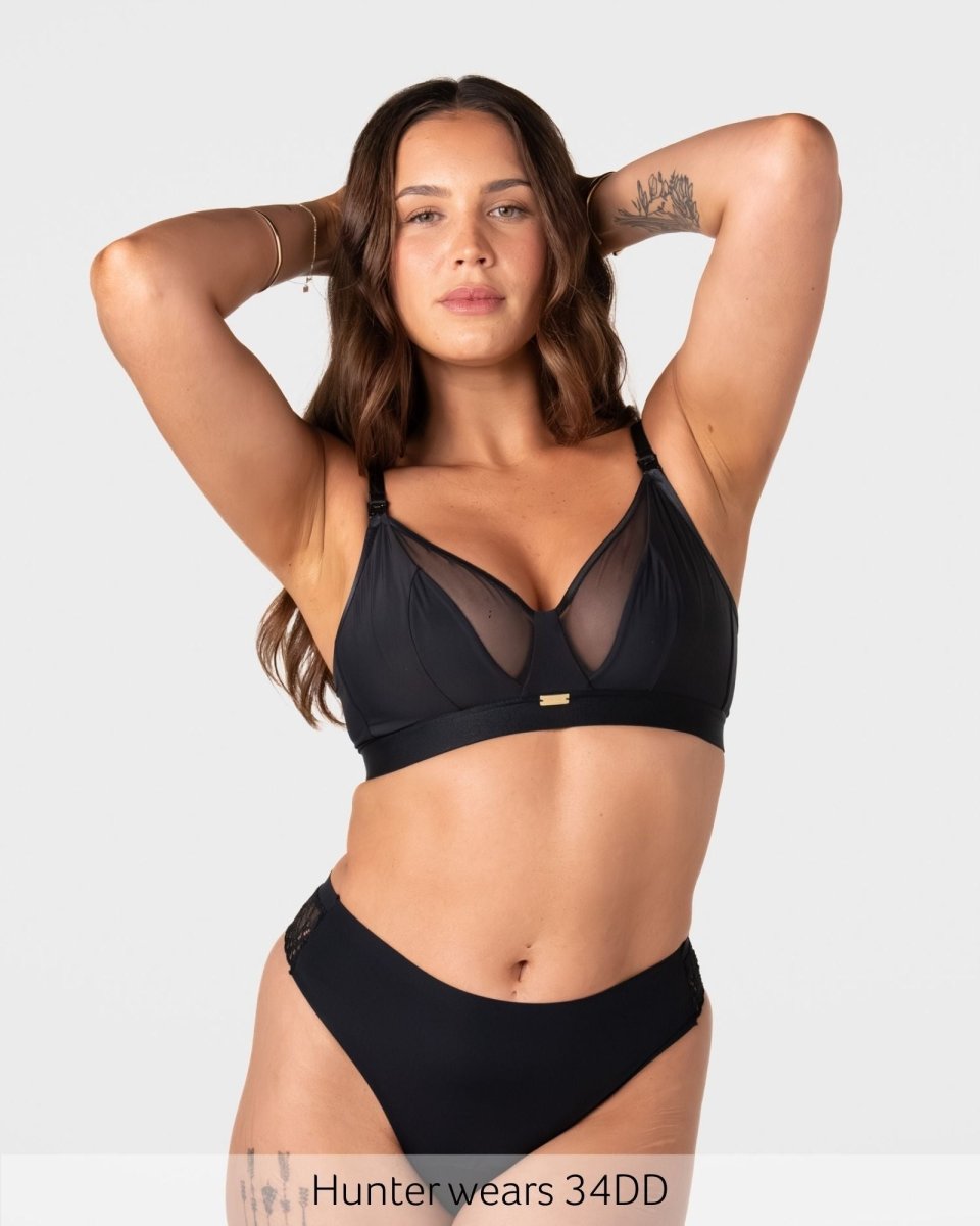 Flawless Full Cup Plunge Nursing Bra - Black - Hotmilk Lingerie