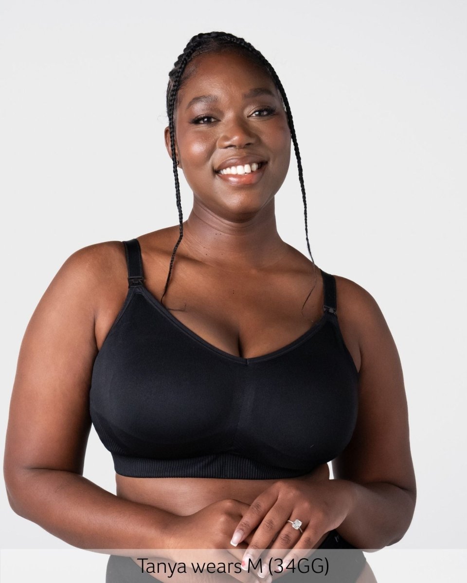 My Everyday FlexFit Nursing Bra Black Busty - Lifestyle View - Seamless Maternity Bra for Larger Busts - Hotmilk Lingerie