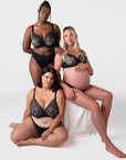 Temptation Full Cup Nursing Bra Black - Full Length View - Sexy Maternity Bra for Larger Busts - Hotmilk Lingerie