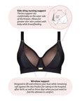 Flawless Full Cup Plunge Nursing Bra Black - Technical Features - Maternity Breastfeeding Bra Features - Hotmilk Lingerie