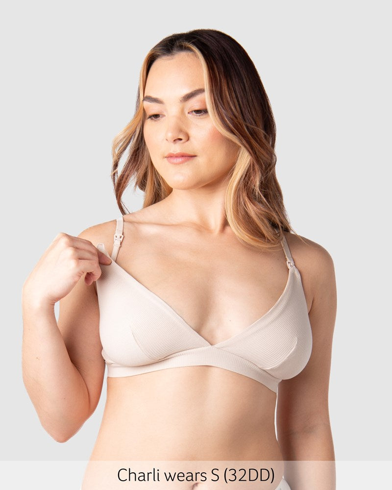 Nursing Clip of Solace Triangle Nursing Bra - Oat