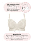 Warrior 2.0 FlexFit Nursing Bra Ivory - Technical Features - Wirefree Maternity Breastfeeding Bra Features - Hotmilk Lingerie
