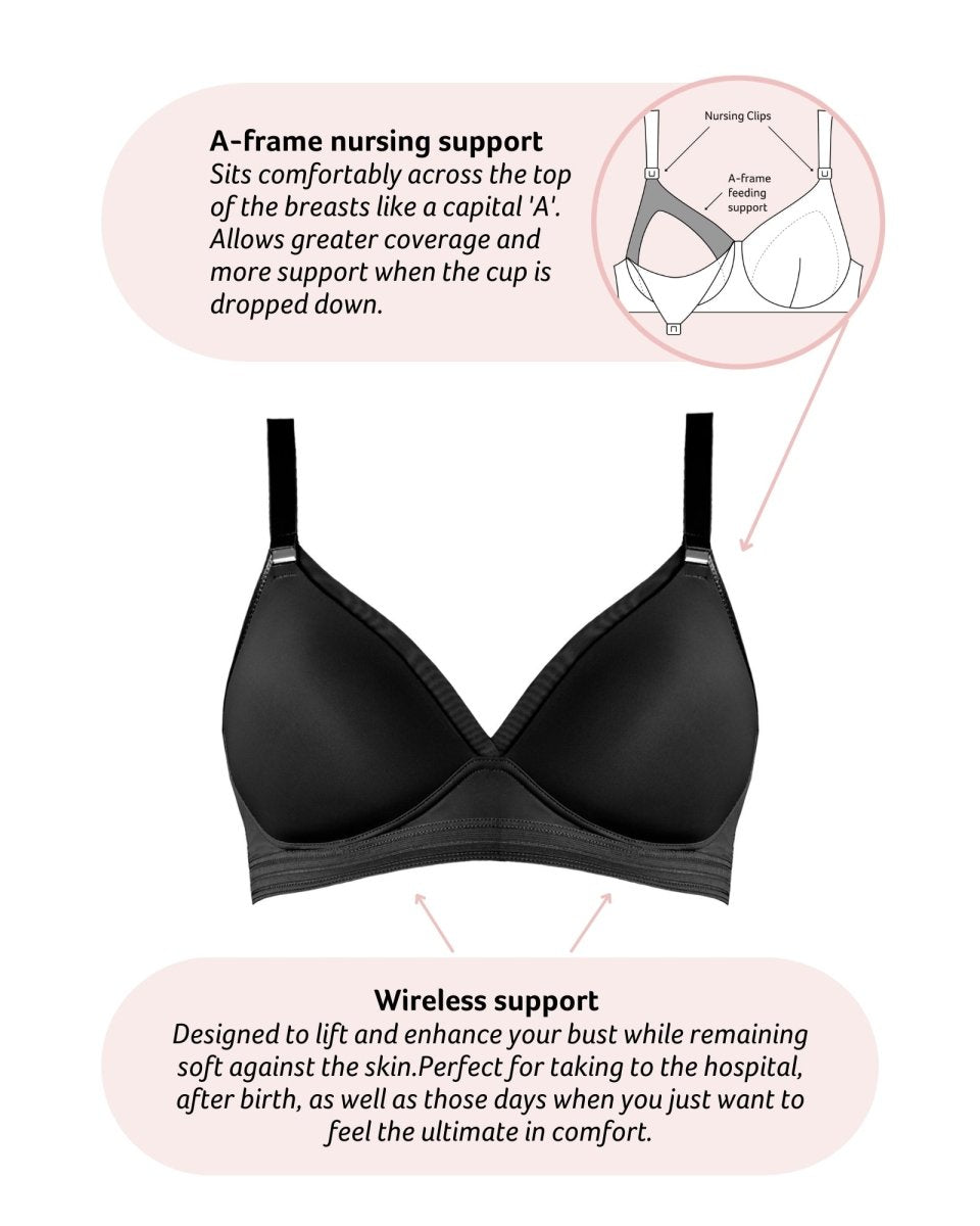 Ambition T-Shirt Nursing Bra - Black - Hotmilk Lingerie