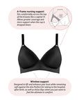 Ambition T-Shirt Nursing Bra Black - Technical Features - Maternity Breastfeeding Bra Features - Hotmilk Lingerie