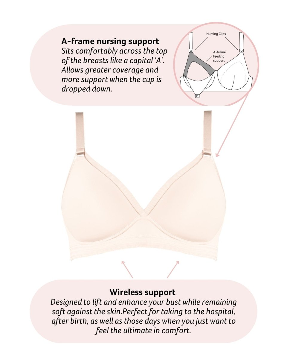 Ambition T-Shirt Nursing Bra - Shell - Hotmilk Lingerie