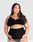Caress FlexFit Nursing Bra Black Busty - Front View - Bamboo Maternity Bra for Larger Busts - Hotmilk Lingerie