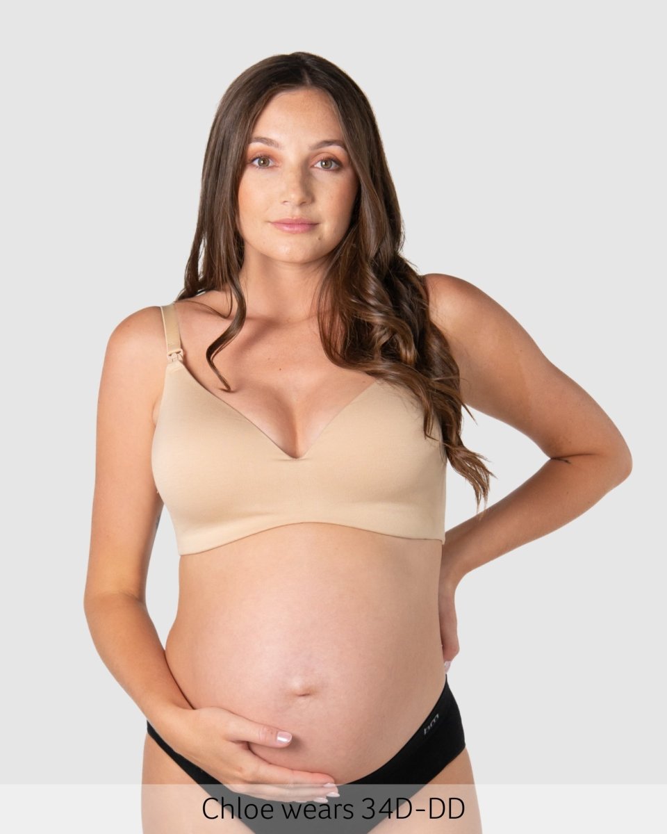 Embrace Leakproof Nursing Bra Frappe - Front View - Bamboo Maternity & Breastfeeding Bra with Leak Protection - Hotmilk Lingerie