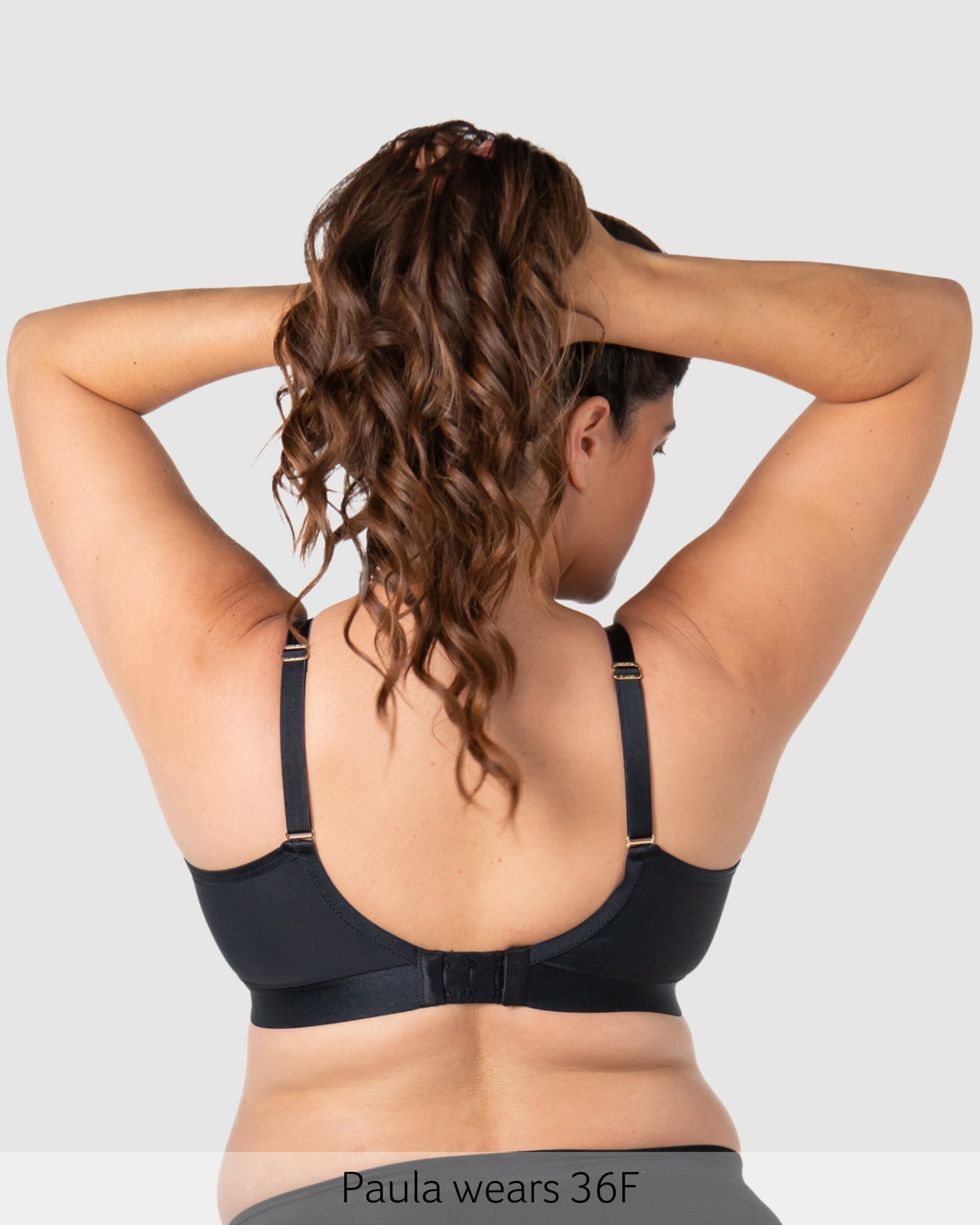 Back of Flawless Sheer Plunge Nursing Bra - Black Busty