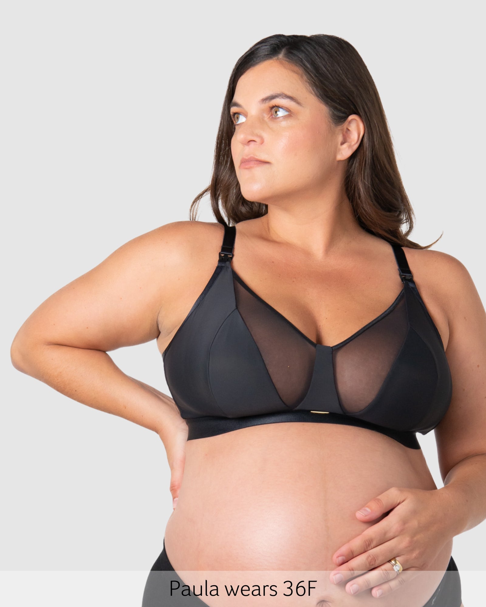 Flawless Sheer Plunge Nursing Bra - Black Busty