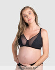 Flawless Full Cup Plunge Nursing Bra Black - Alt Front View - Maternity & Breastfeeding Bra Larger Busts - Hotmilk Lingerie
