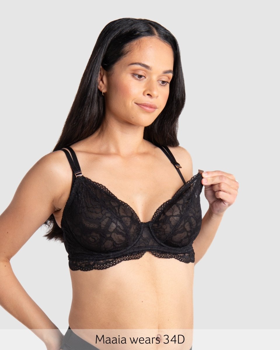 Heroine Plunge Nursing Bra - Black - Hotmilk Lingerie