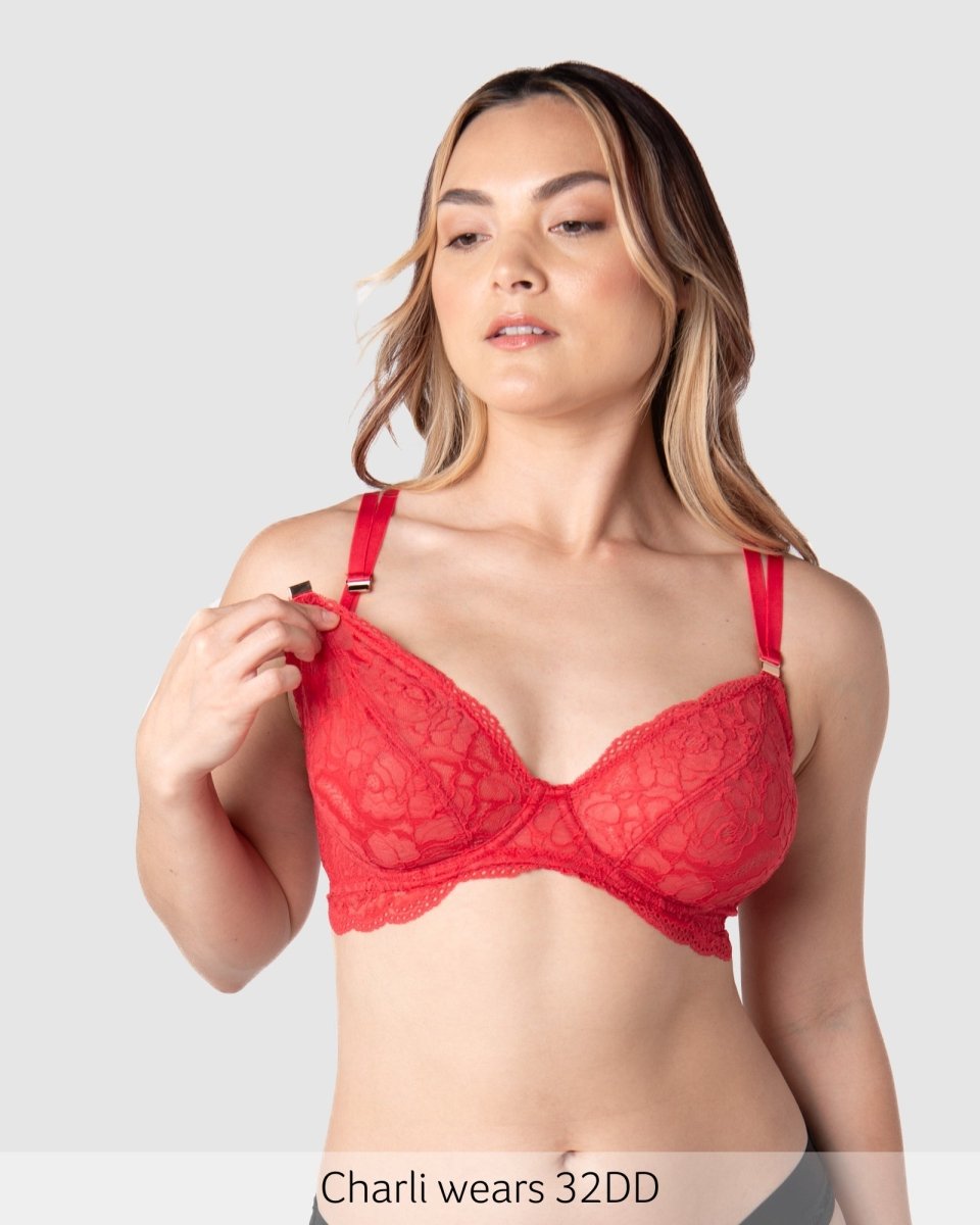 Heroine Plunge Nursing Bra - Scarlet Red - Hotmilk Lingerie