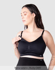 My Necessity 2.0 FlexFit Nursing Bra Black Busty - Nursing Clip Detail - Seamless Maternity Bra Easy Access Clip - Hotmilk Lingerie