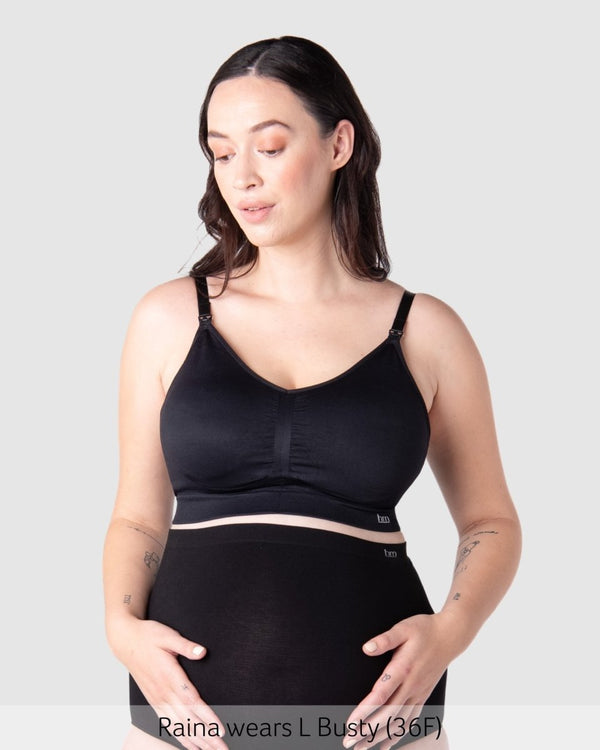 My Necessity 2.0 FlexFit Nursing Bra Black Busty - Front View - Seamless Maternity Bra for Larger Busts - Hotmilk Lingerie
