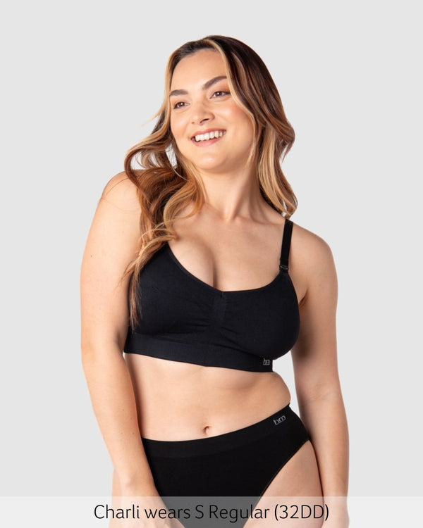 My Necessity 2.0 FlexFit Nursing Bra Black - Front View - Seamless Maternity & Breastfeeding Bra - Hotmilk Lingerie