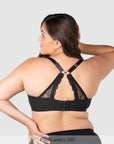 Temptation Full Cup Nursing Bra Black - Back Cross View - Maternity & Breastfeeding Bra Larger Busts - Hotmilk Lingerie