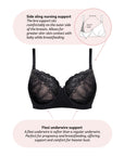 Temptation Full Cup Nursing Bra Black - Technical Features - Maternity Breastfeeding Bra Features - Hotmilk Lingerie