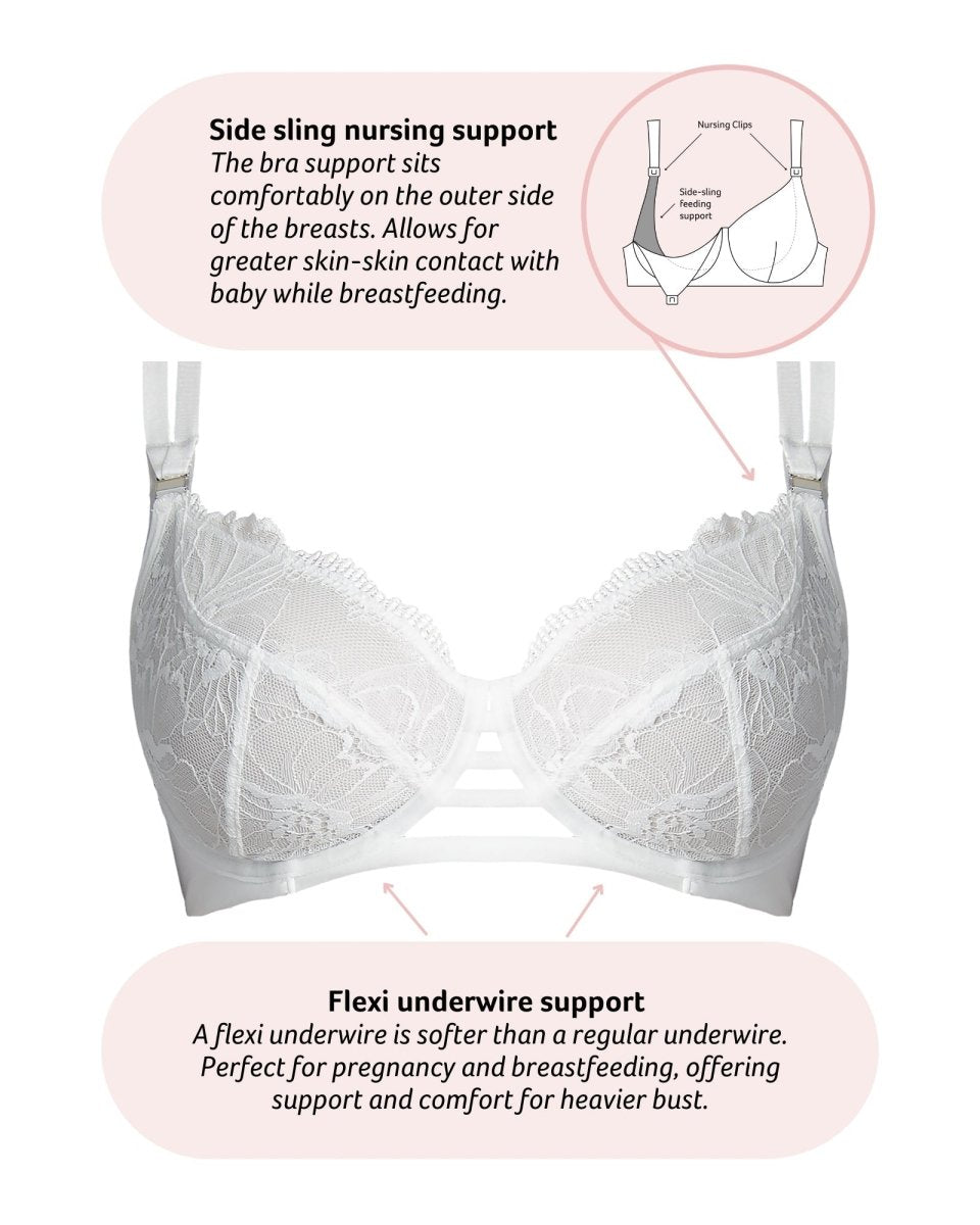 True Luxe Plunge Nursing Bra - White - Hotmilk Lingerie