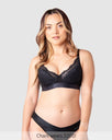 Warrior Plunge 2.0 Nursing Bra Black - Front View - Eco Maternity Plunge Bra with Magnetic Clip - Hotmilk Lingerie