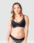 Warrior Plunge 2.0 Nursing Bra Black - Front View - Eco Maternity Plunge Bra with Magnetic Clip - Hotmilk Lingerie