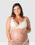 Warrior Plunge 2.0 Nursing Bra Ivory - Front View - Eco Maternity Plunge Bra with Magnetic Clip - Hotmilk Lingerie