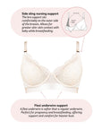 Warrior Plunge 2.0 Nursing Bra Ivory - Technical Features - Eco Maternity Plunge Bra Features - Hotmilk Lingerie