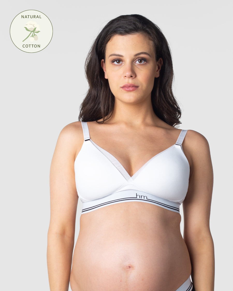 HOTMILK MATERNITY UK ICON COTTON WHITE SHIRT NURSING BRA - WIREFREE