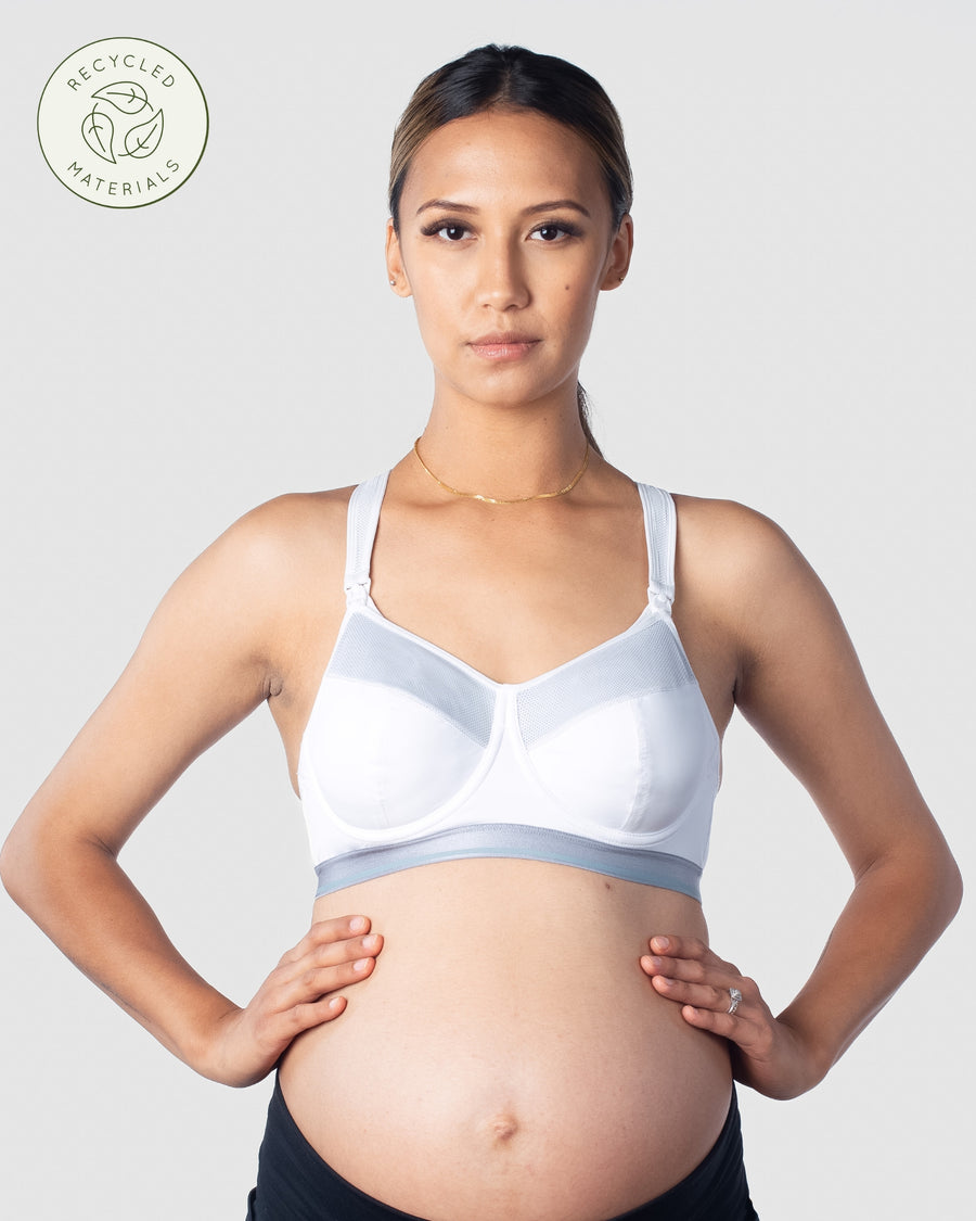 HOTMILK UK REACTIVATE SPORTS WHITE NURSING MATERNITY BRA - FLEXI UNDERWIRE