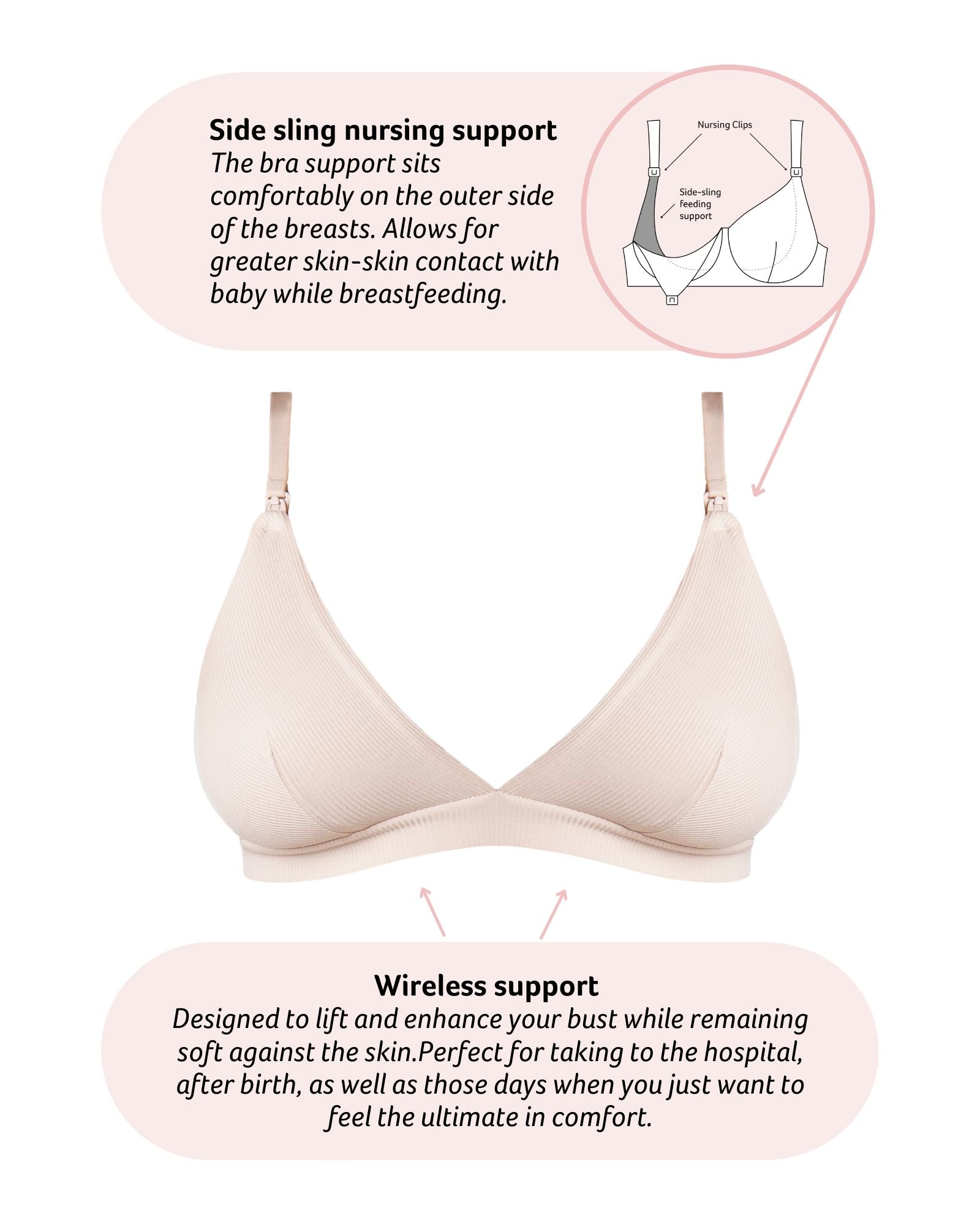 Technical features of Solace Triangle Nursing Bra - Oat