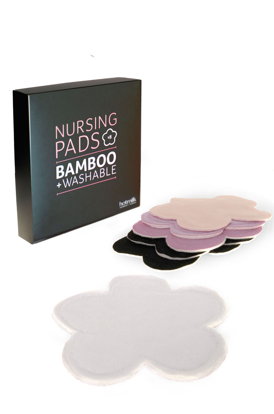 HOTMILK UK BAMBOO REUSABLE NURSING BREAST PADS - 8 pads