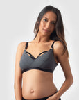 ESCAPIST GREY COTTON WRAP CONTOUR NURSING BRA - WIREFREE