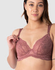 HOTMILK UK HEROINE PLUNGE ANTIQUE ROSE NURSING MATERNITY BRA - FLEXI UNDERWIRE