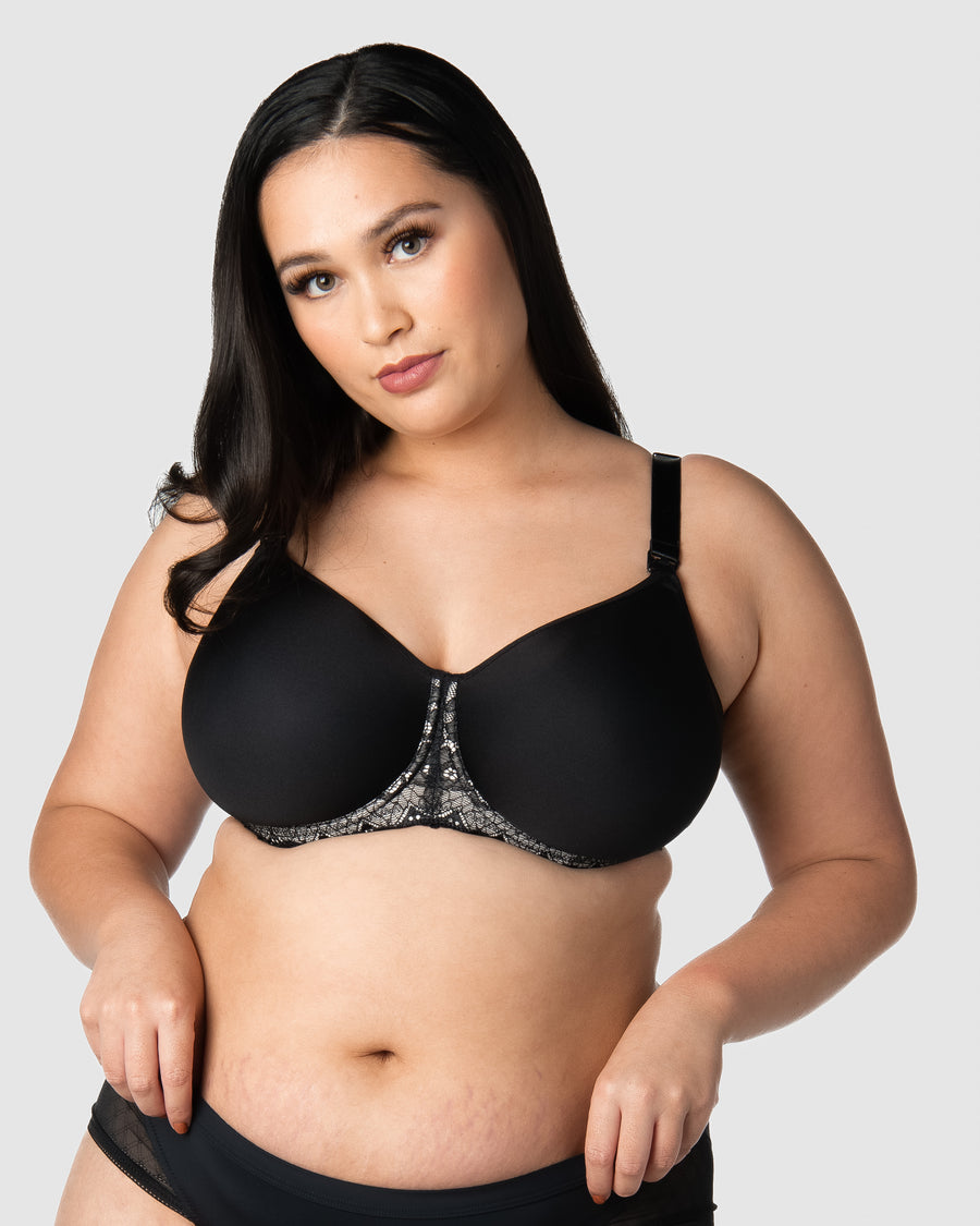 Hotmilk Maternity Lingerie UK OBSESSION JET BLACK CONTOUR NURSING BRA - FLEXI UNDERWIRE