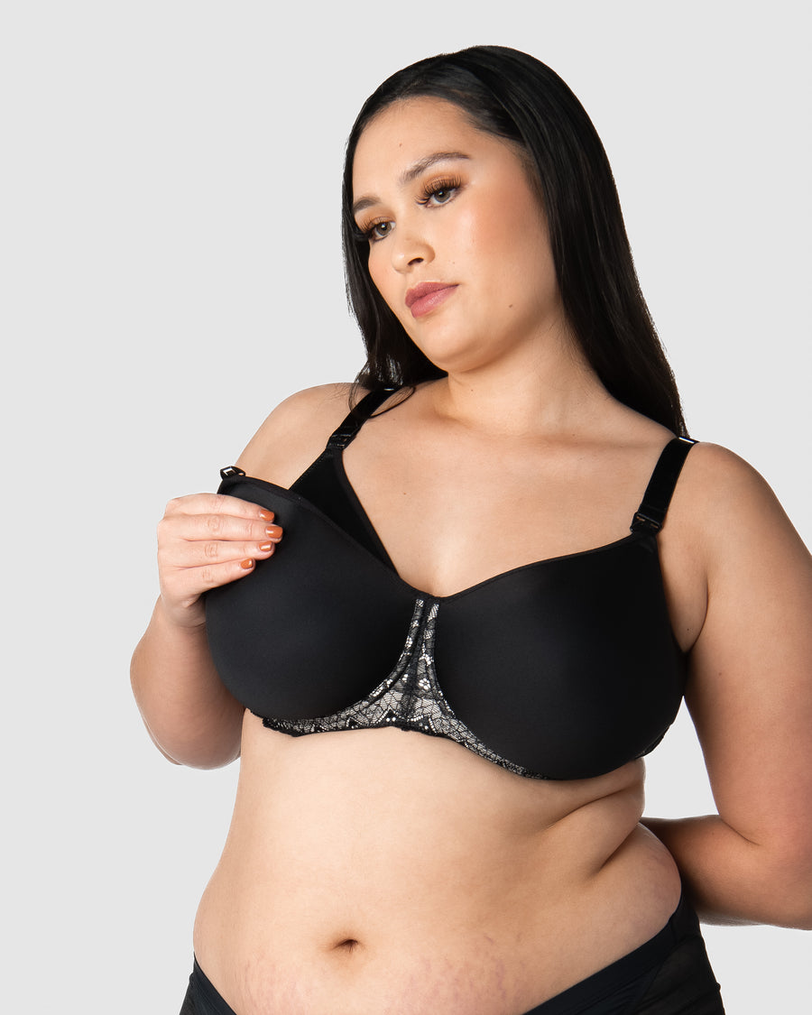 Hotmilk Maternity Lingerie UK OBSESSION JET BLACK CONTOUR NURSING BRA - FLEXI UNDERWIRE