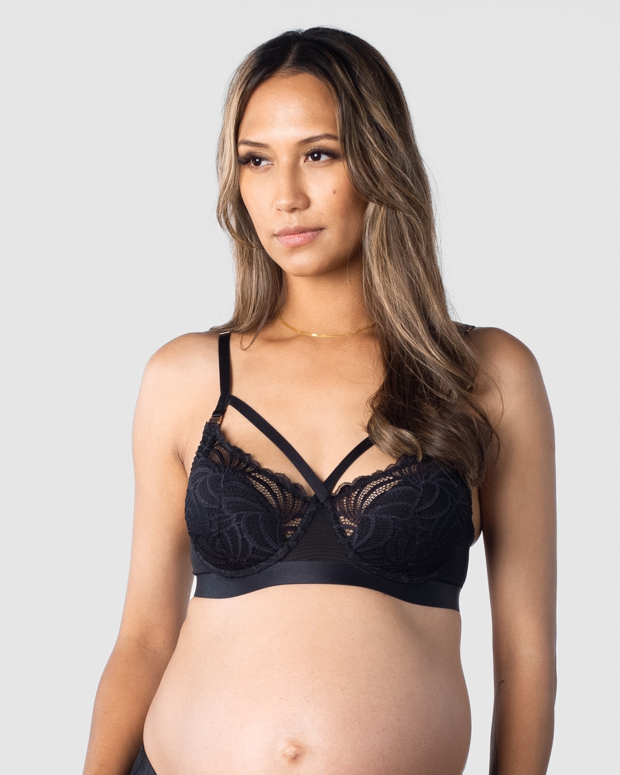 Hotmilk Maternity Lingerie UK WARRIOR BALCONETTE BLACK CONTOUR NURSING BRA - FLEXI UNDERWIRE