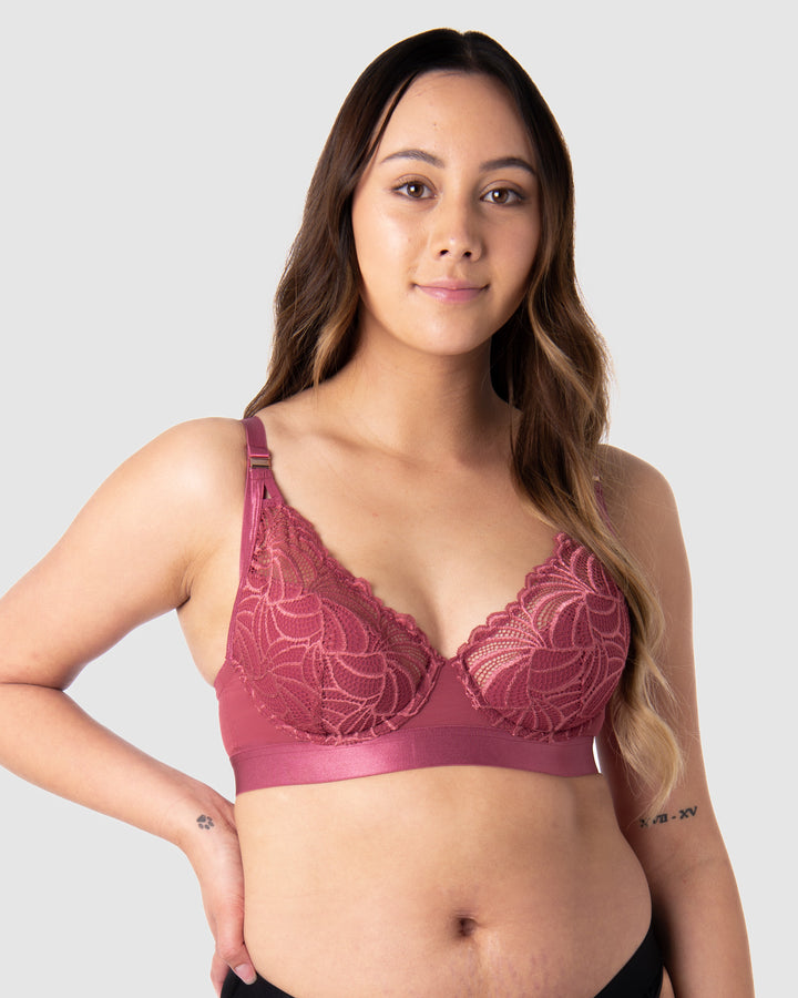 Hotmilk Maternity Lingerie UK WARRIOR PLUNGE SPICED ROSE CONTOUR NURSING BRA - FLEXI UNDERWIRE