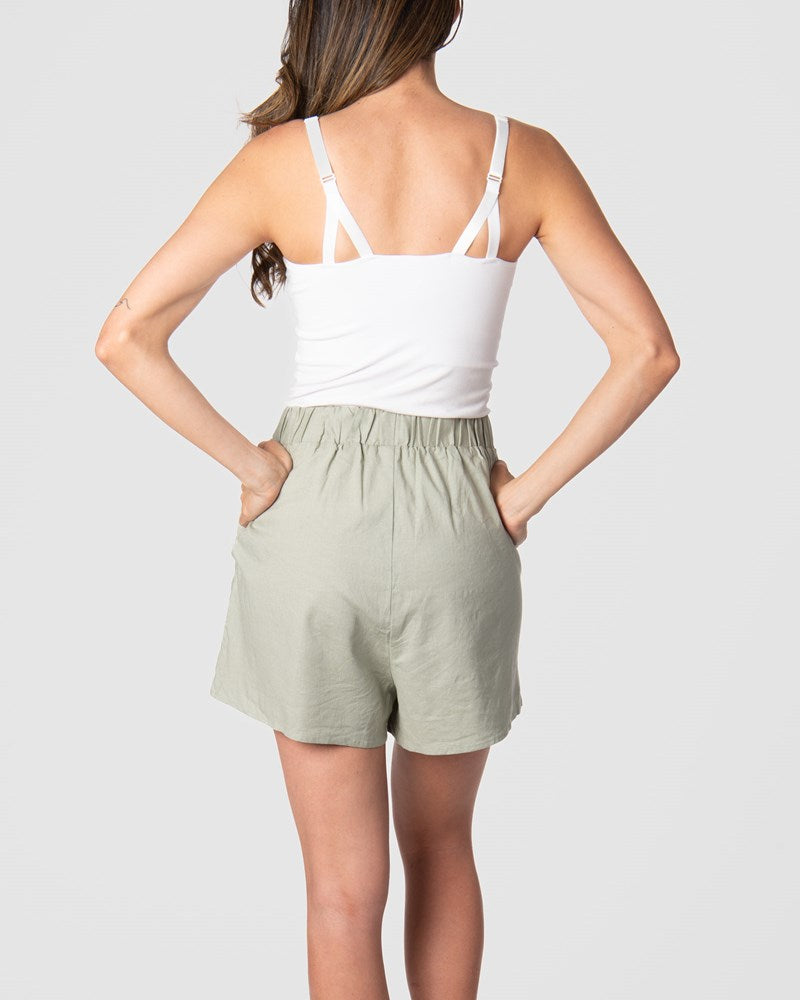 Experience the allure of the Hotmilk 'Sage Lounge Short,' especially when paired with the Hotmilk My Necessity nursing cami to create the ultimate postpartum lounge set. These shorts embody sumptuous comfort, boasting a soft waistband and a flattering above-knee length that seamlessly combines style and relaxation. If you're in pursuit of the perfect loungewear for pregnancy and postpartum comfort, your search ends with Hotmilk Uk Sage Lounge Short