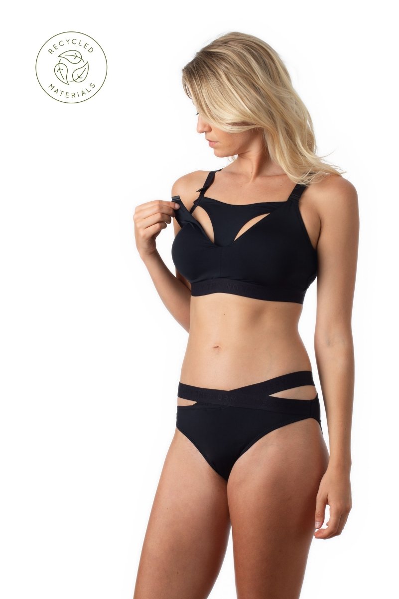 Defy Crop Black Nursing Bra - Wirefree - Hotmilk Lingerie